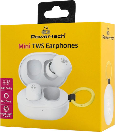 Powertech PT-1393 In-ear Bluetooth Handsfree Earphones with Sweat Resistance and Charging Case White view 4