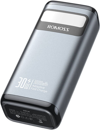 Romoss PMT30 Power Bank 30000mAh 30W with 2 USB-A Ports and USB-C Port Power Delivery / Quick Charge 3.0 Black view 2