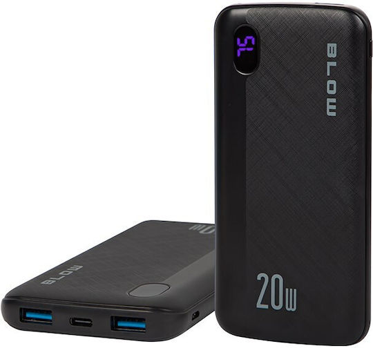 Blow PB10B Power Bank 10000mAh 20W with 2 USB-A Ports and USB-C Port Black view 1