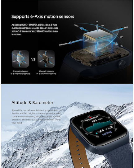 Mibro T2 Smartwatch with Heart Rate Monitor (Blue) vista 7