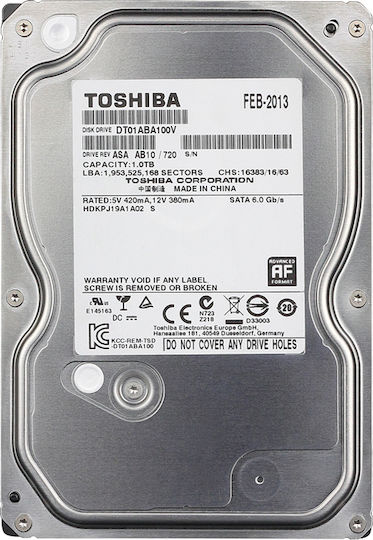 Toshiba DT01ABA100V 1TB HDD Hard Drive 3.5" SATA III 5700rpm with 32MB Cache for Desktop DT01ABA100V