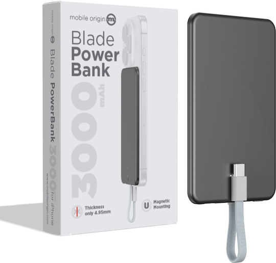 Mobile Origin Blade MagSafe Power Bank 3000mAh with 2 USB-C Ports Gray view 1