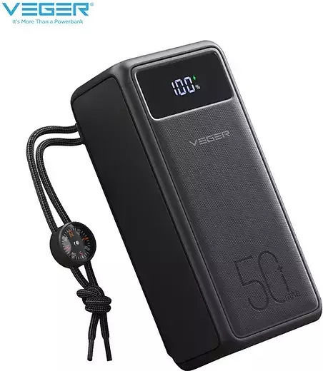 Veger Tank Lite Power Bank 50000mAh 22.5W with 3 USB-A Ports and USB-C Port Power Delivery Black view 3