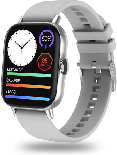 Idealstore Smartwatch Men Sport Collection 1.78 Inch Hd Screen Android Ios Bluetooth V4.0 Ip 67 Heart Rate Monitoring Sleep Steps Ekg Alarm Barometer Blood Pressure Music Weather Calls Multi Sport Silver view 1