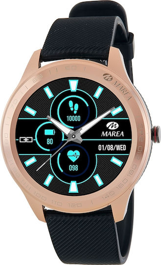 Marea B60001 47mm Smartwatch with Heart Rate Monitor (Black / Gold)
