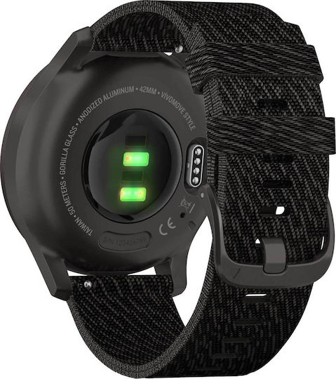Garmin Vivomove Style Stainless Steel 42mm Waterproof Smartwatch with Heart Rate Monitor (Black Pepper) view 5