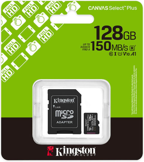Kingston Canvas Select Plus microSDHC 128GB U1 V10 A1 UHS-I 150MB/s with Adapter view 3