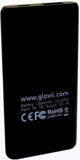 Glovii P2500G Power Bank 2500mAh with USB-A Port Black view 2