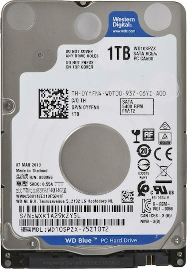 Western Digital Blue 1TB HDD Hard Drive 2.5" SATA III 5400rpm with 128MB Cache for Laptop / Desktop / PS4 WD10SPZX view 9