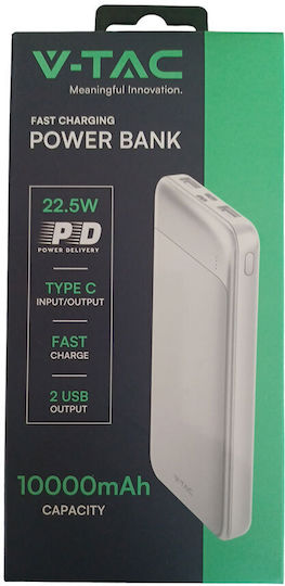 V-TAC 7834 Power Bank 10000mAh with USB-A Port and USB-C Port White view 2