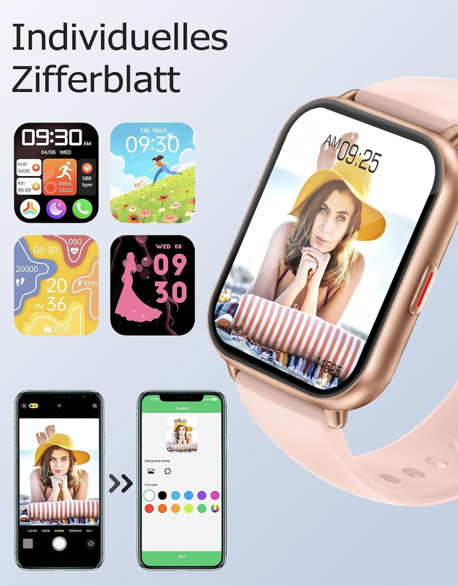 Ruimen D1 Smartwatch with SIM and Heart Rate Monitor (Pink) view 6