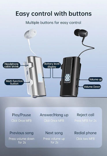 K92 In-ear Bluetooth Handsfree Earphone Lapel Black view 4
