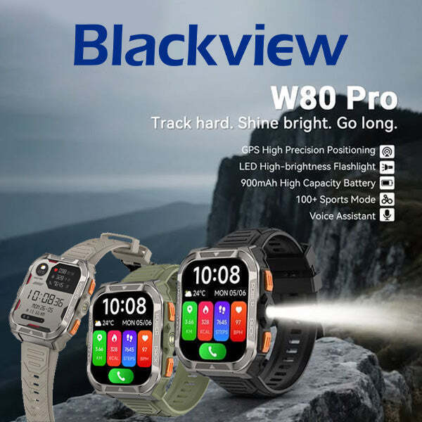 BlackView W80 Pro 56mm Smartwatch with Heart Rate Monitor (Black) view 9