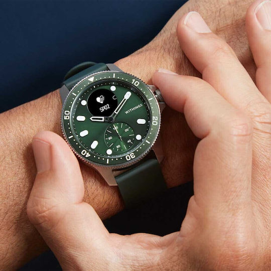 Withings Scanwatch Horizon Stainless Steel 43mm Waterproof with Heart Rate Monitor (Green) view 3