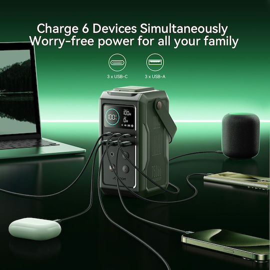 Joyroom JR-PBF10 Power Bank 75000mAh 100W with 3 USB-A Ports and 3 USB-C Ports Green view 4