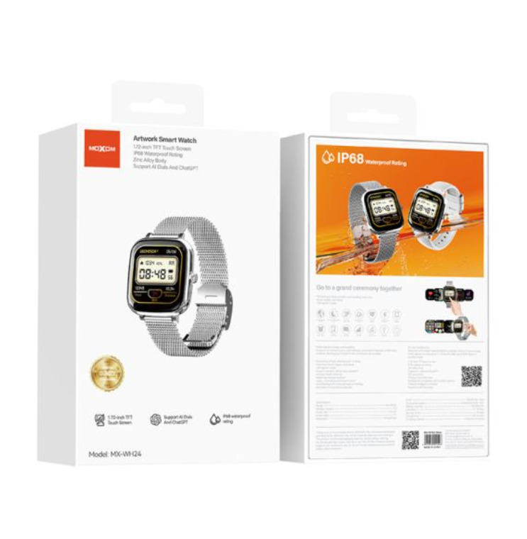Moxom Mx-wh24 Smartwatch with Heart Rate Monitor (Silver) view 2