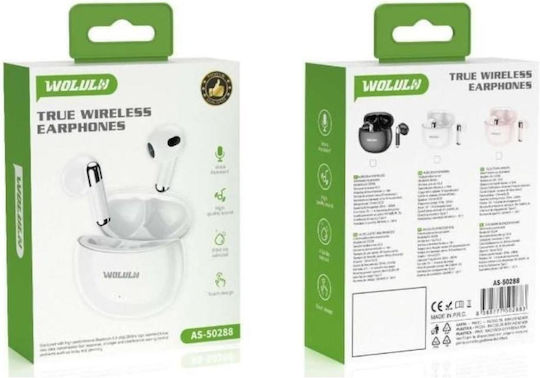 Wolulu AS-50288 Earbud Bluetooth Handsfree Earphones with Charging Case White view 1