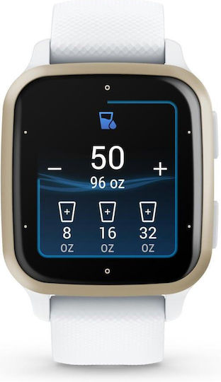 Garmin Venu Sq 2 Aluminium 40mm Waterproof Smartwatch with Heart Rate Monitor (Cream Gold Aluminum Bezel with White Case and Silicone Band) view 3
