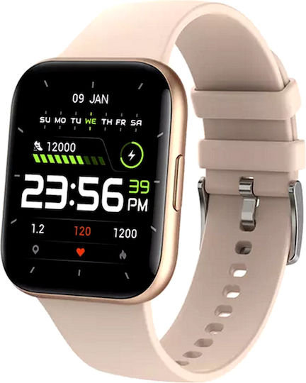 Idealstore Oxyo Smartwatch Fitness Bracelet 8 Sports Modes Heart Rate Oxygen Monitor Notifications Sleep Monitoring Pedometer Call Rejection Touch Screen Gold Color view 1