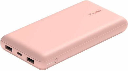 Belkin BPB012btRG Power Bank 20000mAh 15W with 2 USB-A Ports and USB-C Port Rose Gold view 5