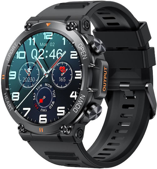 Armywatch Smartwatch Idealstore 1.28 Hd Inch Touch Screen Call Answering Function Built-in Speaker Microphone Facebook Whatsapp Instagram Notifications Ip 68 Water Resistant Blood Pressure Monitor Stopwatch Pedometer Black