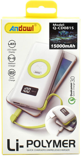 Andowl Qcd0815 Power Bank 15000mAh 18W with USB-C Port White view 4