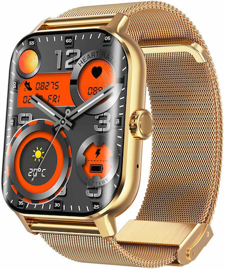 Microwear F12 Smartwatch with Heart Rate Monitor (Gold Steel)