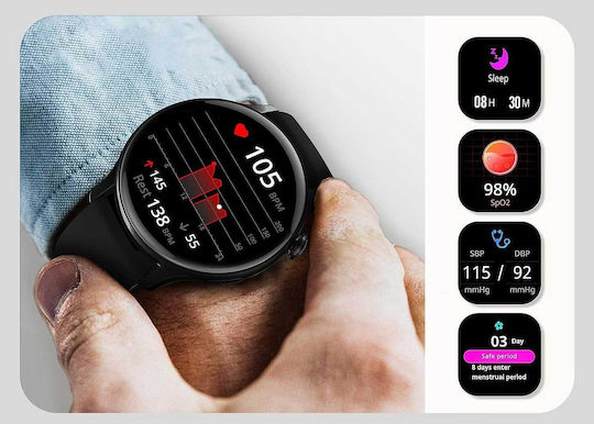 JANOLTY RLQA Smartwatch with Heart Rate Monitor (Black) view 5