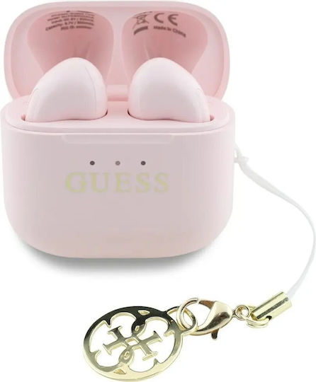 Guess Classic Logo Charm Earbud Bluetooth Handsfree Earphones with Charging Case Pink view 3