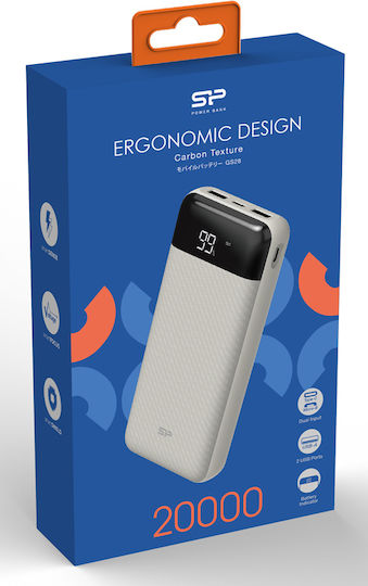 Silicon Power GS28 Power Bank 20000mAh with 2 USB-A Ports White vue 3