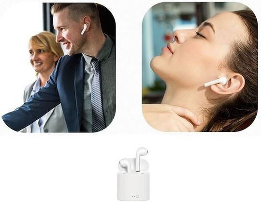 i9X Earbud Bluetooth Handsfree Earphones with Charging Case White view 4