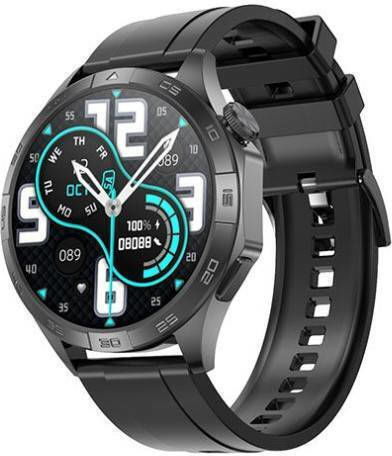 NO.1 DT5 Mate AMOLED Smartwatch with Heart Rate Monitor (Black Case / Black Silicone Strap)
