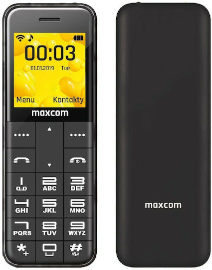 MaxCom MM111 Single SIM Mobile with Buttons Black view 1