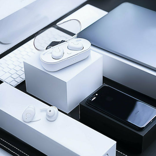 TWS EP011 In-ear Bluetooth Handsfree Earphones with Sweat Resistance and Charging Case White vue 6
