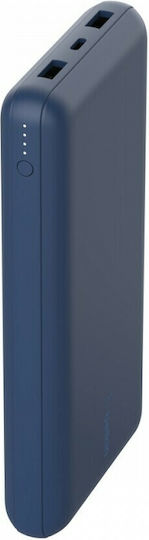 Belkin BPB012BTBL Power Bank 20000mAh 15W with 2 USB-A Ports and USB-C Port Blue
