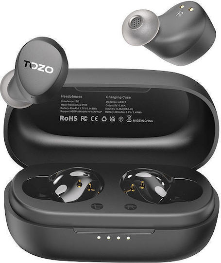Tozo Tws Agile Dots Earbud Bluetooth Handsfree Earphones with Sweat Resistance and Charging Case Black