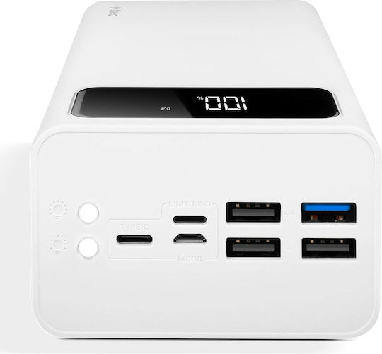TTEC Recharger Mega Power Bank 50000mAh 20W with 4 USB-A Ports and USB-C Port Power Delivery / Quick Charge 3.0 White vue 2