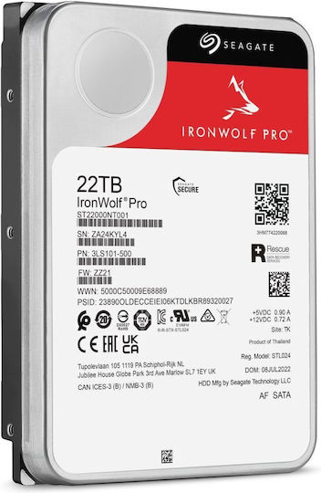 Seagate IronWolf Pro 22TB HDD Hard Drive 3.5" SATA III 7200rpm with 512MB Cache for Desktop ST22000NT001 view 6
