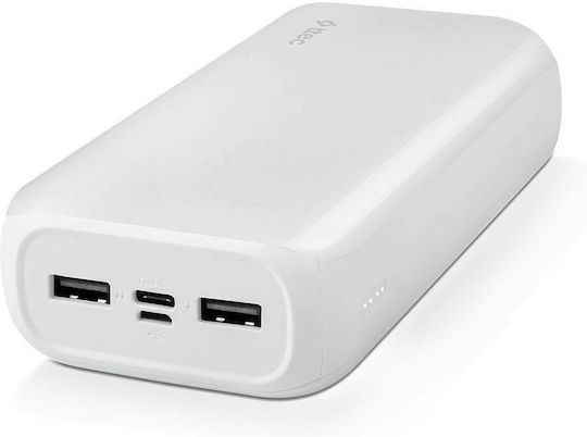 TTEC ReCharger Ultra Power Bank 30000mAh 10.5W with 2 USB-A Ports and USB-C Port White