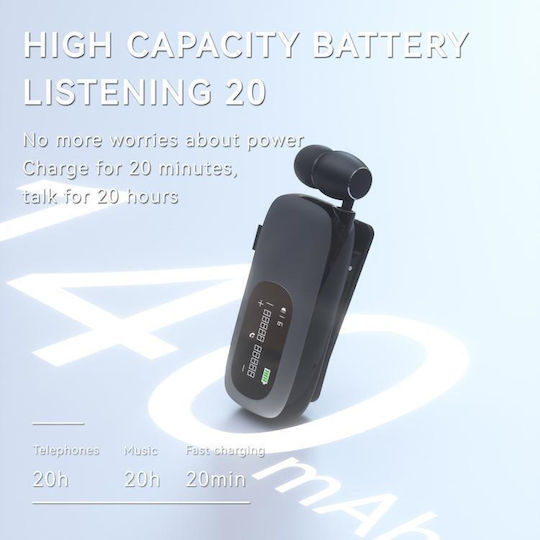 K75 In-ear Bluetooth Handsfree Earphone Lapel Silver view 4