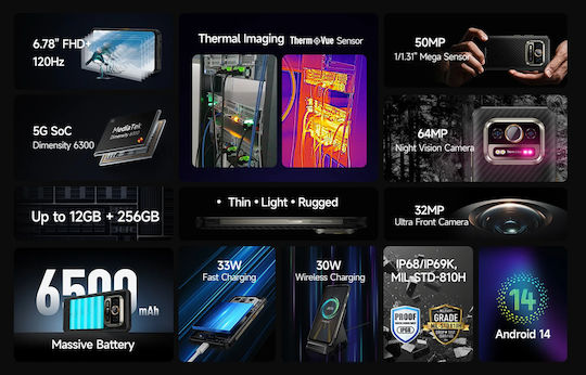 Ulefone Armor 25T Pro 5G Dual SIM (6GB/256GB) Resistant Smartphone Frost Black vista 8