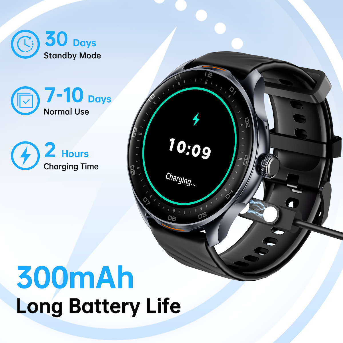 Oukitel V6 Smartwatch with Heart Rate Monitor (Black) view 2