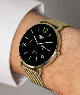 Henry London Smart Stainless Steel 43mm Smartwatch with Heart Rate Monitor (Gold & Gold Mesh) view 8