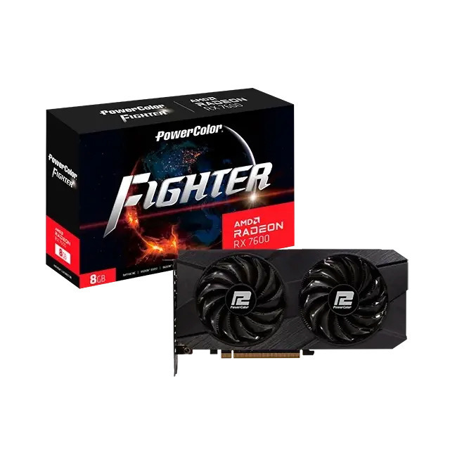 PowerColor Radeon RX 7600 rev. 2.0 8GB GDDR6 Fighter Graphics Card 1A1-G00433100G view 1