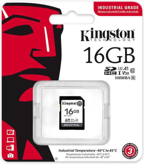 Kingston Industrial SDHC 16GB Class 10 U1 V10 A1 UHS-I vue 3