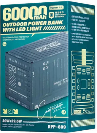 Remax RPP-609 Power Bank 60000mAh 22.5W with 4 USB-A Ports and USB-C Port Power Delivery Green view 4