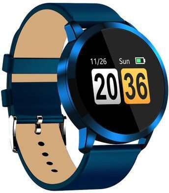 Quasar 8 Smartwatch Fitness Bracelet Heart Rate Steps Calories Monitoring Message Notifications Ip67 Waterproof Blue Eco-leather Bracelet Blue Color view 1
