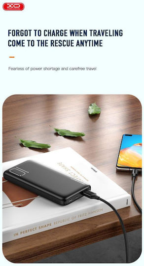 XO PR182 Power Bank 10000mAh with USB-A Port and USB-C Port Black view 4