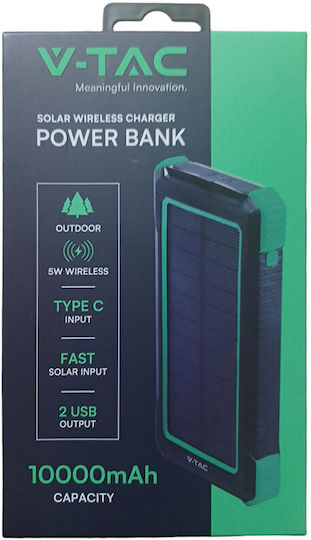 V-TAC Solar Power Bank 10000mAh 10W with USB-A Port Black vue 2