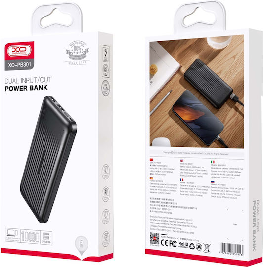 XO PB301 Power Bank 10000mAh with 2 USB-A Ports Black view 5